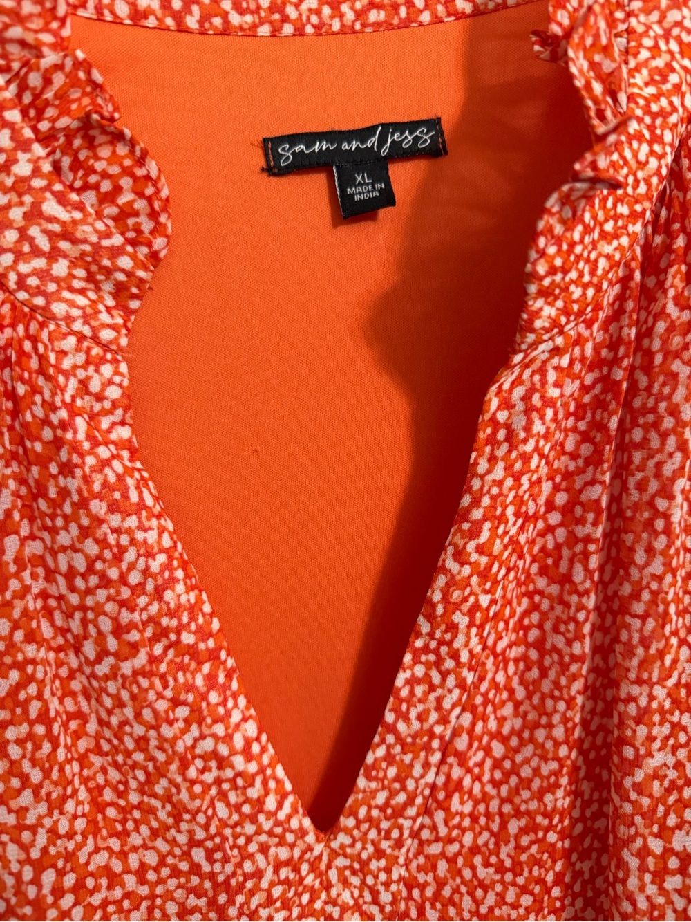 Orange Printed Midi Dress